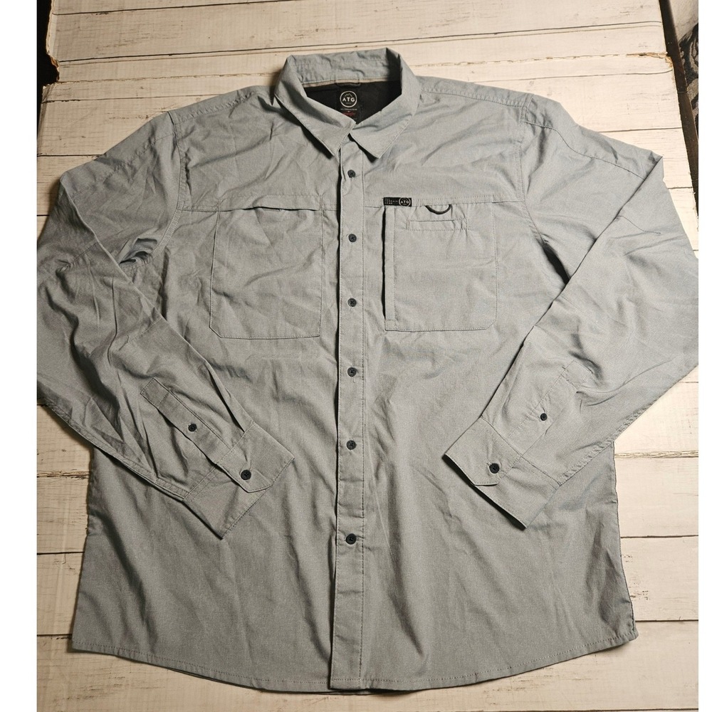 ATG Wrangler Mens XL Hiking Utility Shirt Gray Long Sleeve Outdoor Gear